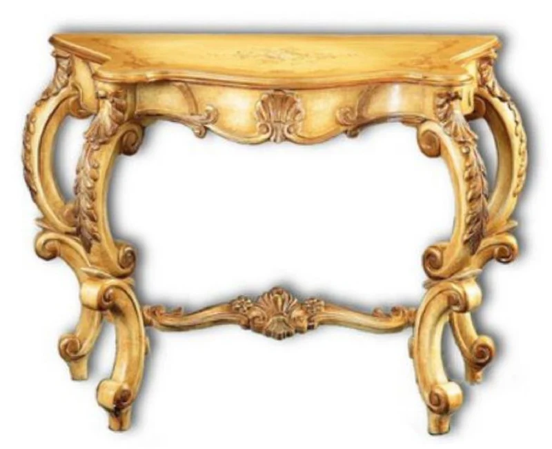Casa Padrino Luxus Barock Konsole Naturfarben / Braun 103 x 47 x H. 78 cm - Handgefertigter Konsolentisch mit wunderschönen Verzierungen - Barock Möbel - Edel & Prunkvoll