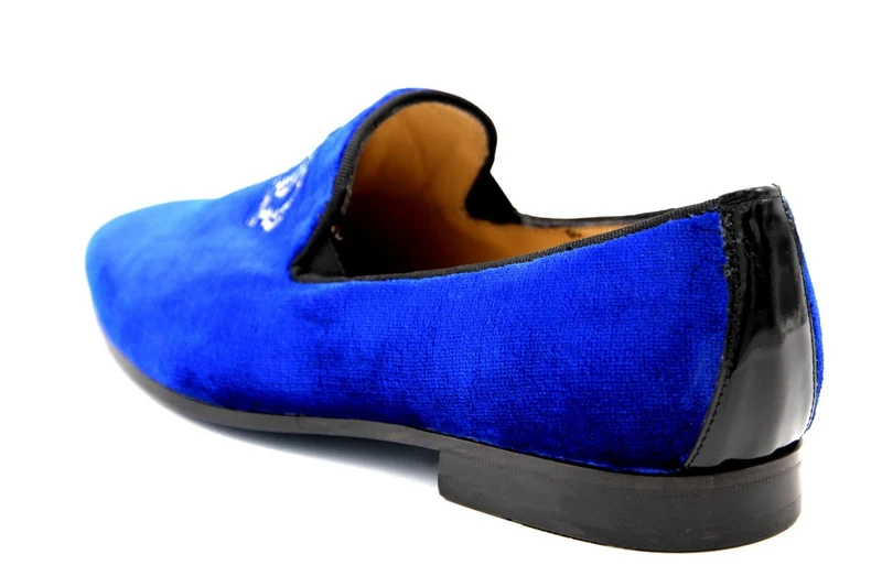 Pompöös by Casa Padrino Luxus Samt Slipper Krone Royalblau / Gold - Verschiedene Schuhgrößen - designed by Harald Glööckler