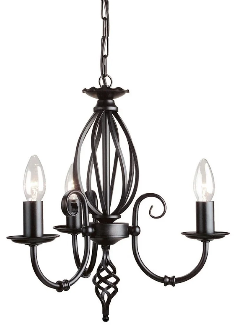 Casa Padrino Barock Kronleuchter Schwarz Ø 36 x H. 45 cm - Eleganter Wohnzimmer Kronleuchter - Kronleuchter im Barockstil