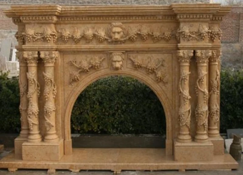 Casa Padrino Luxus Barock Kaminumrandung Beige 250 x 45 x H. 200 cm - Prunkvolle Kaminumrandung aus hochwertigem Marmor - Marmor Möbel im Barockstil