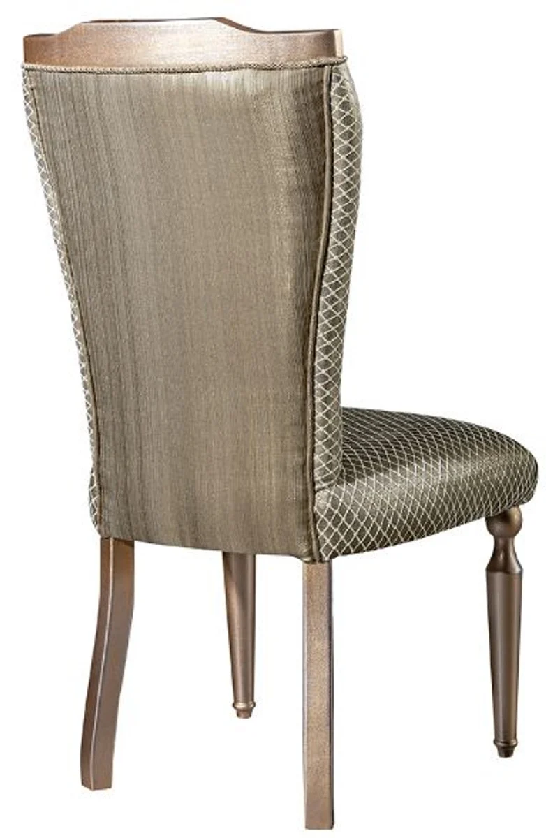 Casa Padrino Luxus Barock Esszimmer Set Grün / Silber / Kupfer / Gold - 1 Esstisch & 6 Esszimmerstühle - Barock Esszimmer Möbel - Edel & Prunkvoll