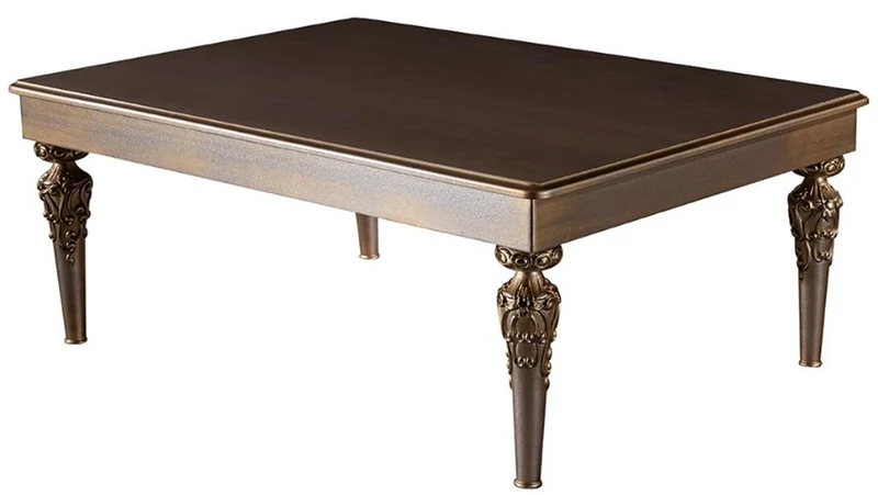 Casa Padrino Luxus Barock Couchtisch Braun / Silber / Kupfer / Gold 115 x 80 x H. 45 cm - Massivholz Wohnzimmertisch mit Glasplatte - Barock Wohnzimmer Möbel