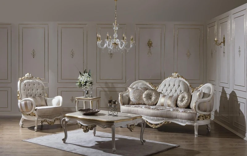 Casa Padrino Luxus Barock Couchtisch Weiß / Gold 130 x 90 x H. 47 cm - Prunkvoller Massivholz Wohnzimmertisch im Barockstil - Barock Möbel