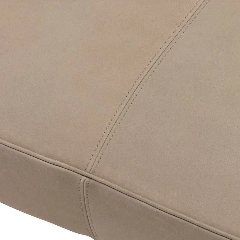 Casa Padrino Luxus Echtleder Bank Beige / Schwarz 164 x 54 x H. 44 cm - Gepolsterte Massivholz Sitzbank mit edlem Nubuk Büffelleder - Luxus Möbel