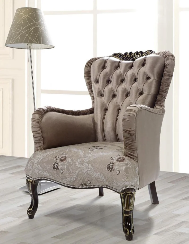 Casa Padrino Barock Sessel Braun / Beige / Schwarz / Gold 80 x 82 x H. 100 cm - Prunkvoller Wohnzimmer Sessel mit Blumenmuster - Barockstil Möbel