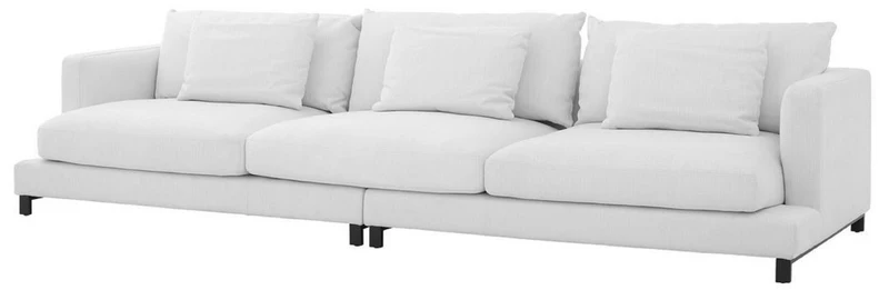 Casa Padrino Luxus Sofa Weiß / Schwarz 320 x 110 x H. 64 cm - Edles Wohnzimmer Sofa mit Kissen - Luxus Möbel - Luxus Qualität