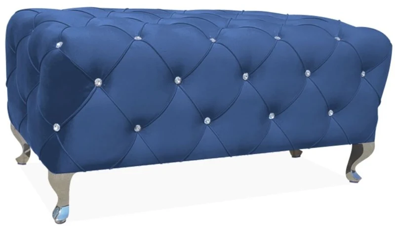 Casa Padrino Barock Sitzbank 100 x 50 x H. 46 cm - Verschiedene Farben - Gepolsterte Bank mit Glitzersteinen und Edelstahl Beinen - Barock Möbel