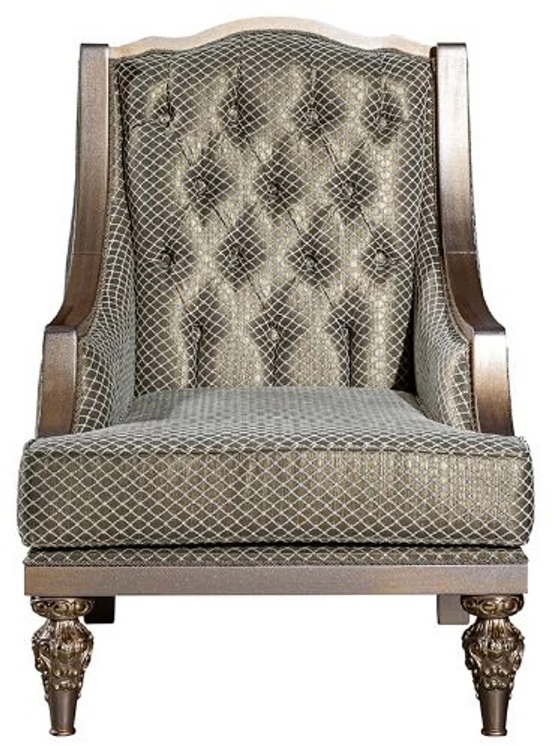 Casa Padrino Luxus Barock Wohnzimmer Set Grün / Silber / Kupfer / Gold - 2 Sofas & 2 Sessel & 1 Couchtisch - Wohnzimmer Möbel im Barockstil - Edel & Prunkvoll