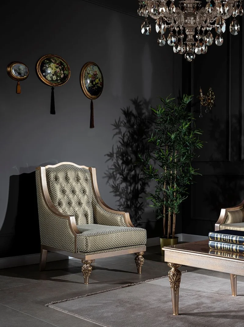 Casa Padrino Luxus Barock Wohnzimmer Set Grün / Silber / Kupfer / Gold - 2 Sofas & 2 Sessel & 1 Couchtisch - Wohnzimmer Möbel im Barockstil - Edel & Prunkvoll