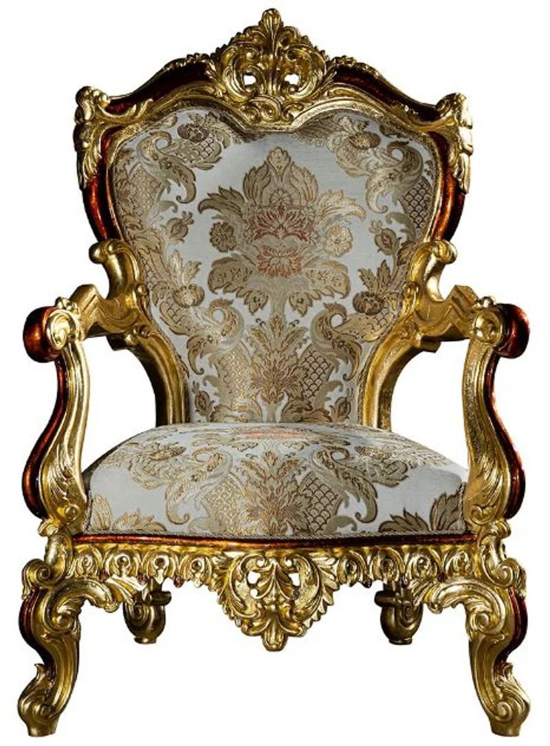 Casa Padrino Luxus Barock Wohnzimmer Set Grau / Rot / Gold - 2 Sofas & 2 Sessel & 1 Couchtisch - Wohnzimmer Möbel im Barockstil - Edel & Prunkvoll