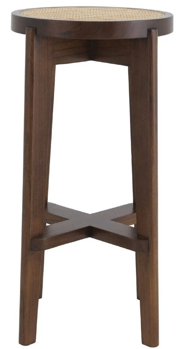 Casa Padrino Luxus Barhocker Braun / Naturfarben Ø 44 x H. 76,5 cm - Runder Massivholz Barstuhl - Bar Möbel