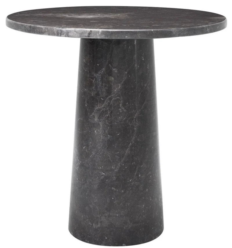 Casa Padrino Luxus Beistelltisch Grau Ø 54,5 x H. 56 cm - Runder Marmor Tisch - Wohnzimmer Möbel - Luxus Kollektion