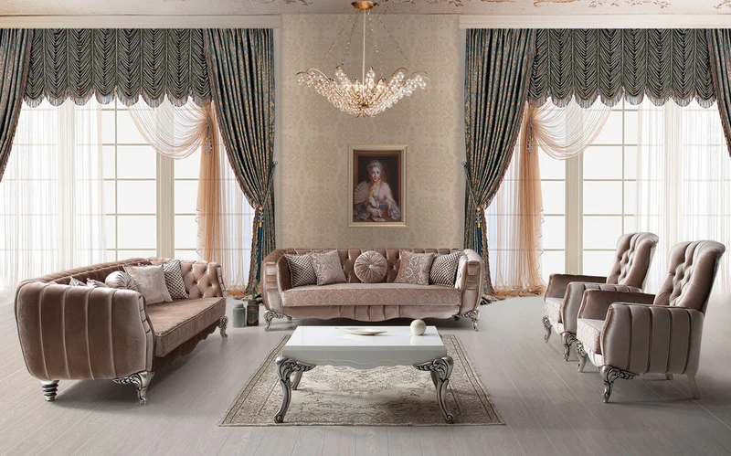 Casa Padrino Luxus Barock Sofa Rosa / Silber 235 x 103 x H. 82 cm - Barockstil Wohnzimmer Sofa mit dekorativen Kissen - Barock Wohnzimmer Möbel