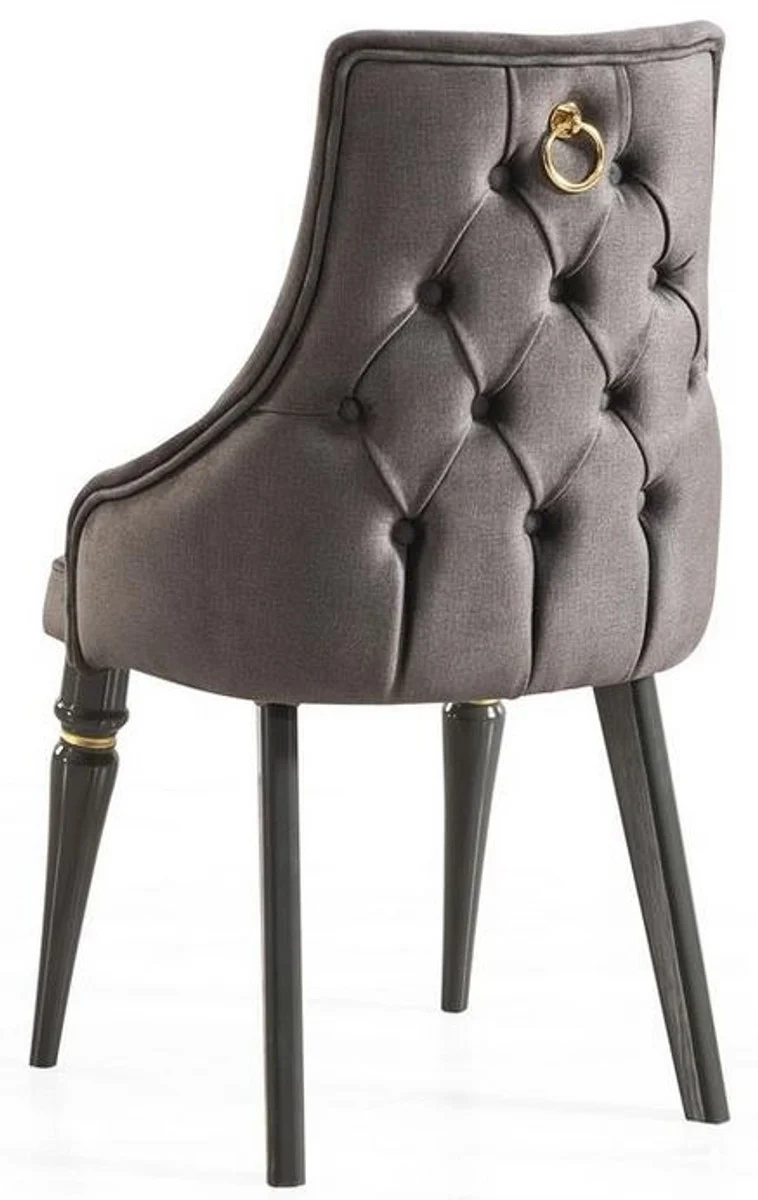 Casa Padrino Luxus Art Deco Esszimmer Stuhl Set Grau / Gold 57 x 55 x H. 98 cm - Edles Küchen Stühle 6er Set - Art Deco Esszimmer Möbel
