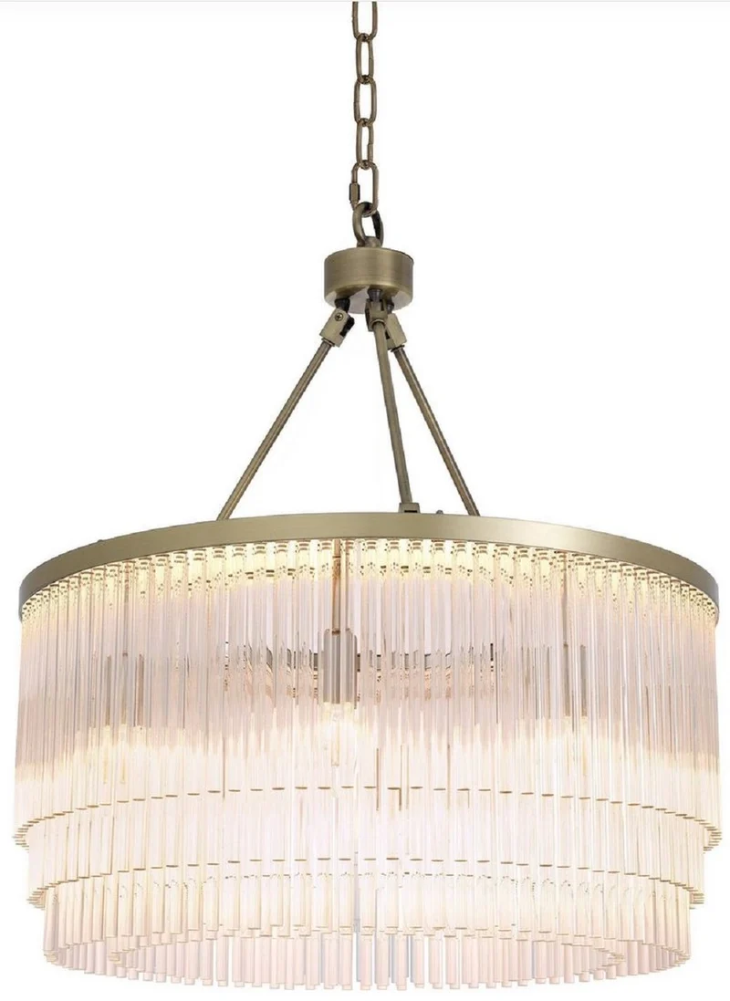 Casa Padrino Luxus Kronleuchter Messingfarben Ø 60 x H. 68 cm - Edler Wohnzimmer Kronleuchter - Luxus Qualität