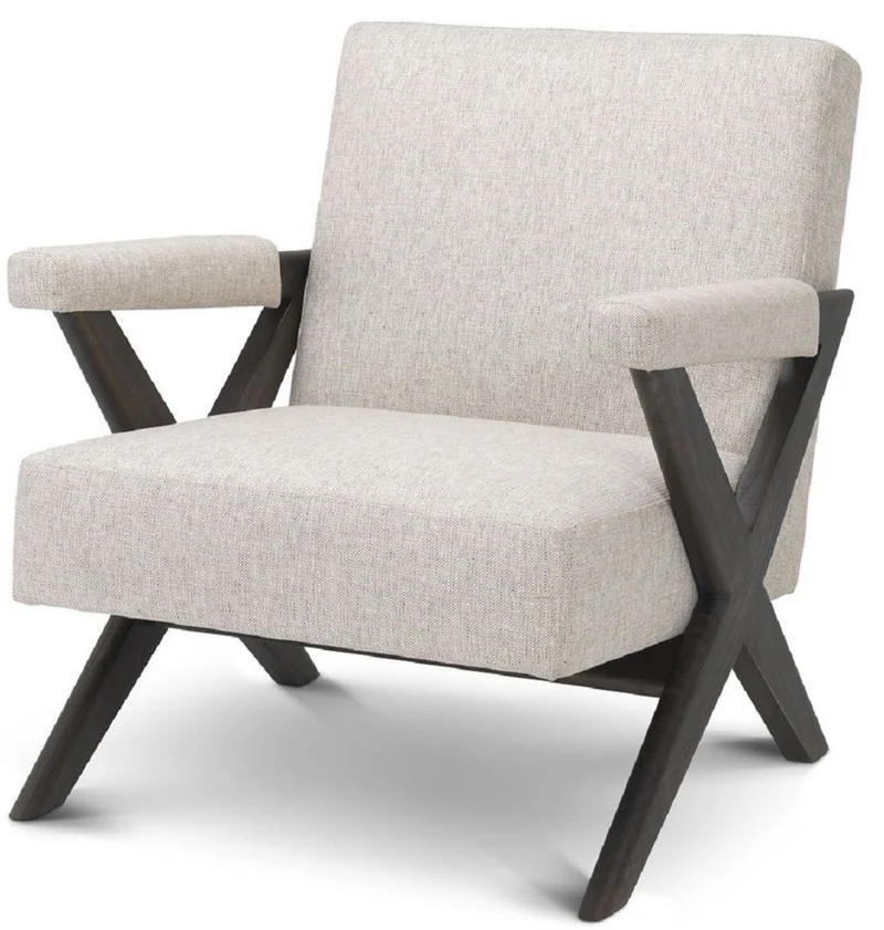 Casa Padrino Luxus Wohnzimmer Sessel Naturfarben / Braun 75 x 82 x H. 82 cm - Wohnzimmer Möbel - Luxus Kollektion