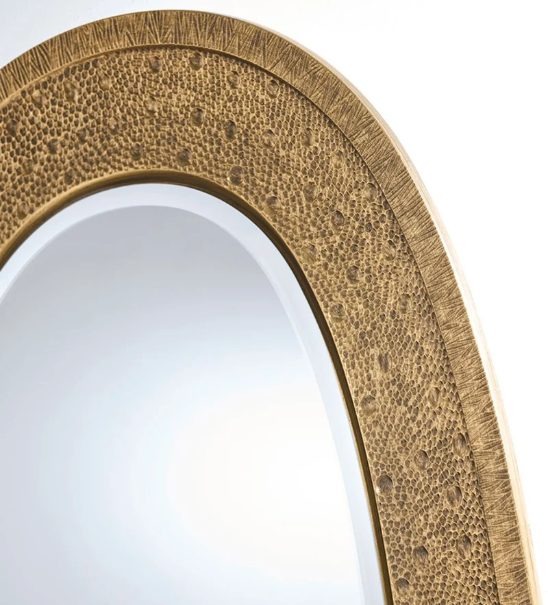 Casa Padrino Luxus Spiegel Gold 89 x 5 x H. 170 cm - Eleganter Ovaler Wandspiegel - Garderoben Spiegel - Wohnzimmer Spiegel - Luxus Deko Accessoires