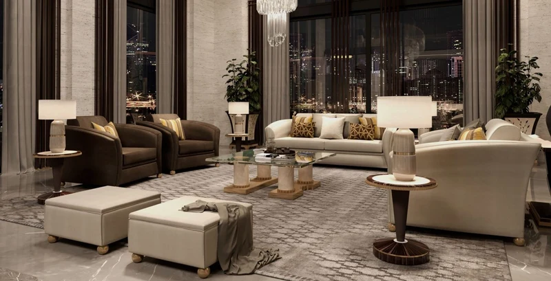 Casa Padrino Luxus Designer Couchtisch Creme / Bronzefarben 130 x 130 x H. 45 cm - Handgefertigter Wohnzimmertisch mit Glasplatte - Luxus Hotel Möbel - Made in Italy