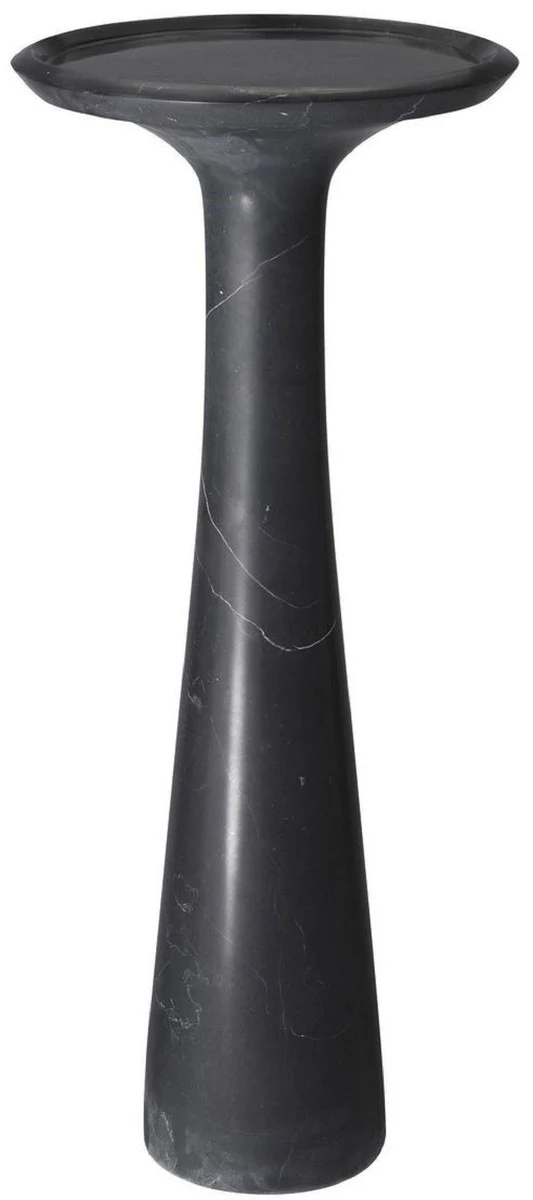 Casa Padrino Luxus Beistelltisch Schwarz Ø 30 x H. 71,5 cm - Runder Beistelltisch aus hochwertigem Marmor - Luxus Wohnzimmer Möbel