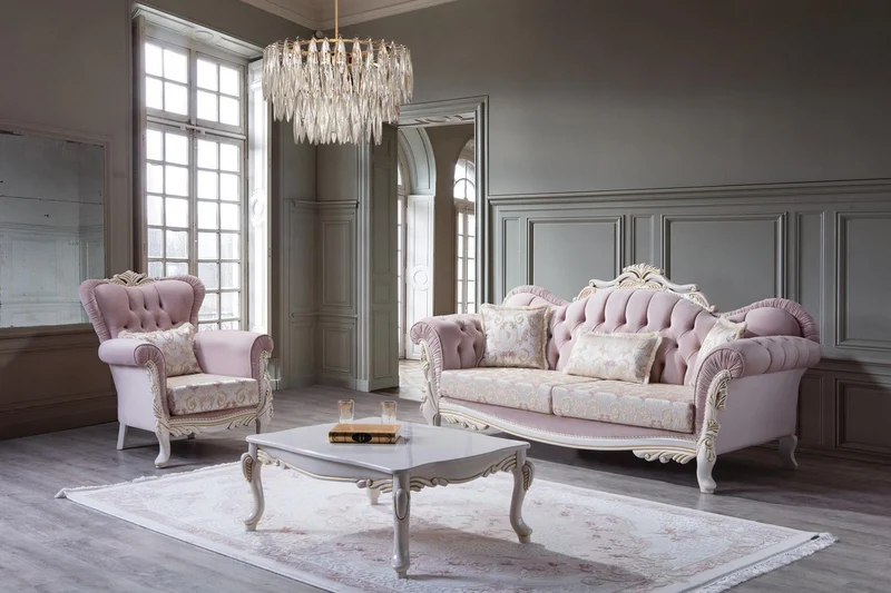 Casa Padrino Luxus Barock Sessel mit dekorativem Kissen Rosa / Silber / Weiß / Gold 96 x 92 x H. 106 cm - Barockstil Wohnzimmer Möbel