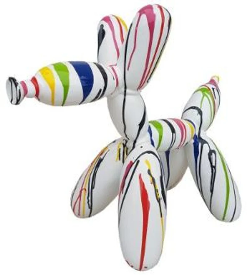 Casa Padrino Designer Deko Skulptur Ballon Hund Weiß / Mehrfarbig 62 x H. 57 cm - Dekorative Tierfigur - Wetterbeständige Dekofigur