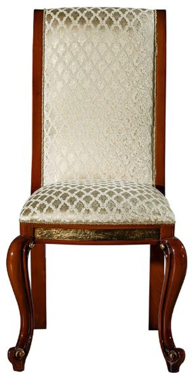 Casa Padrino Luxus Barock Esszimmer Stuhl Set Gold Muster / Braun / Gold 50 x 55 x H. 105 cm - Edles Küchen Stühle 6er Set - Barock Esszimmer Möbel