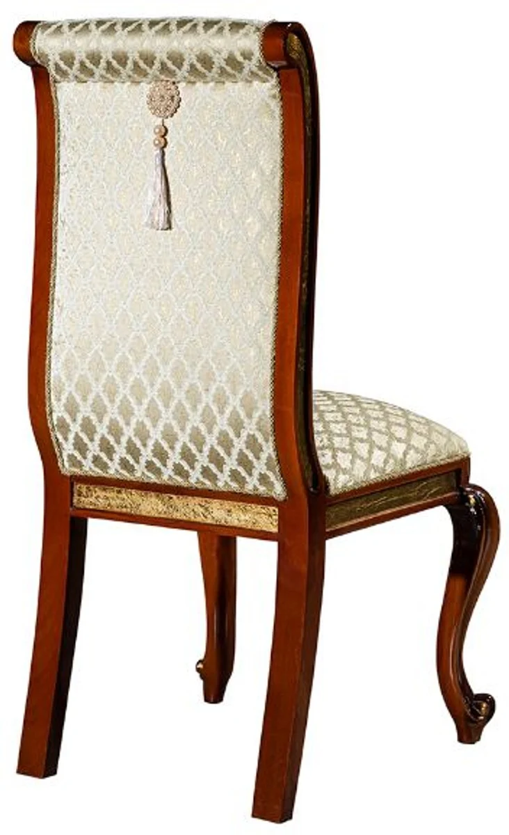 Casa Padrino Luxus Barock Esszimmer Stuhl Set Gold Muster / Braun / Gold 50 x 55 x H. 105 cm - Edles Küchen Stühle 6er Set - Barock Esszimmer Möbel