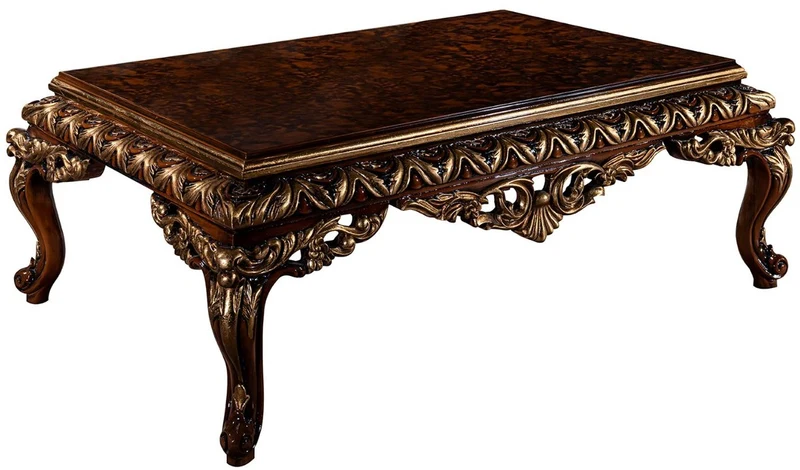 Casa Padrino Luxus Barock Wohnzimmer Set Gold / Braun / Bronze - 2 Sofas & 2 Sessel & 1 Couchtisch - Wohnzimmer Möbel im Barockstil - Edel & Prunkvoll