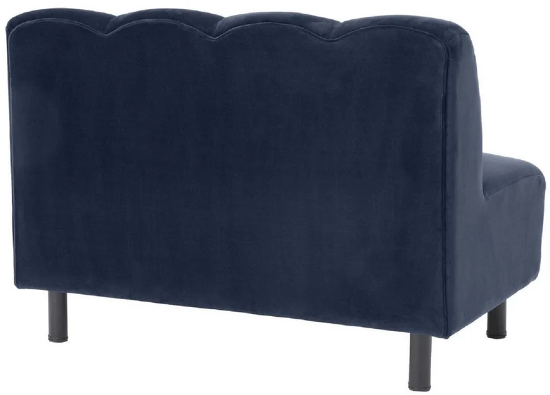 Casa Padrino Luxus Couch Mitternachtsblau / Schwarz 121 x 75 x H. 87 cm - Wohnzimmer Sofa mit edlem Samtstoff - Luxus Möbel