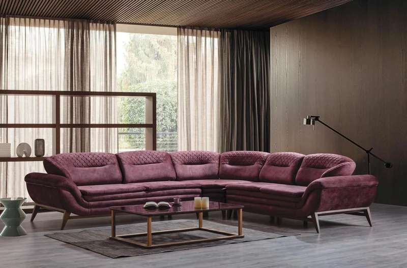 Casa Padrino Luxus Ecksofa Lila / Dunkelbraun 318 x 293 x H. 85 cm - Wohnzimmer Sofa mit verstellbaren Rückenlehnen - Wohnzimmer Möbel