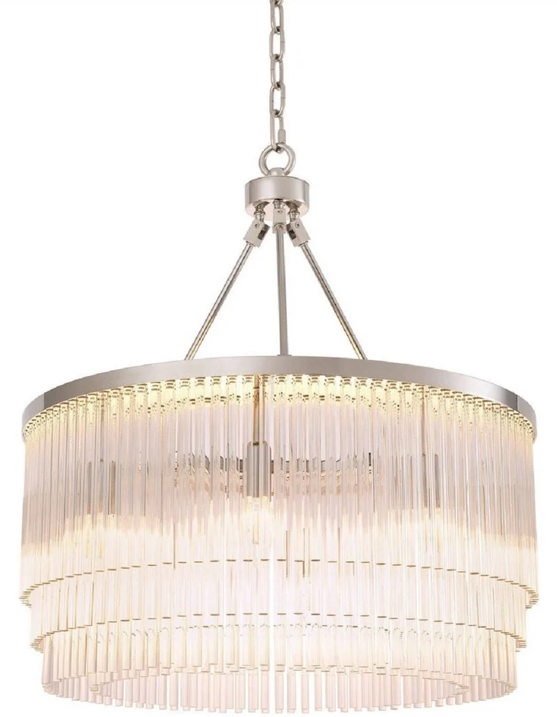 Casa Padrino Luxus Kronleuchter Silber Ø 60 x H. 68 cm - Edler Wohnzimmer Kronleuchter - Luxus Qualität