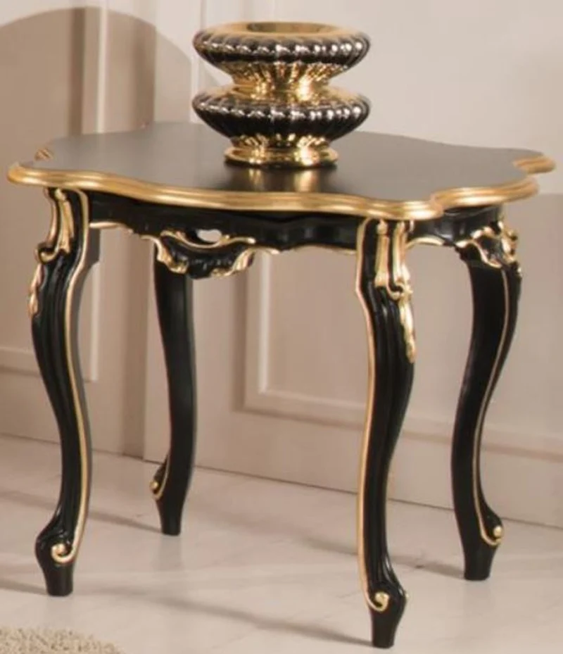 Casa Padrino Luxus Barock Beistelltisch Schwarz / Gold 62 x 62 x H. 57 cm - Edler Tisch im Barockstil - Barock Wohnzimmer Möbel