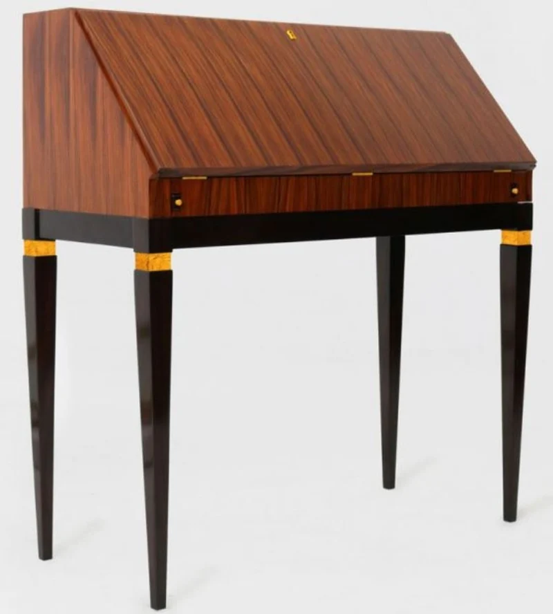 Casa Padrino Luxus Jugendstil Sekretär mit 9 Schubladen Braun / Schwarz / Grün / Gold 98 x 45 x H. 106 cm - Massivholz Schreibtisch - Barock & Jugendstil Büromöbel