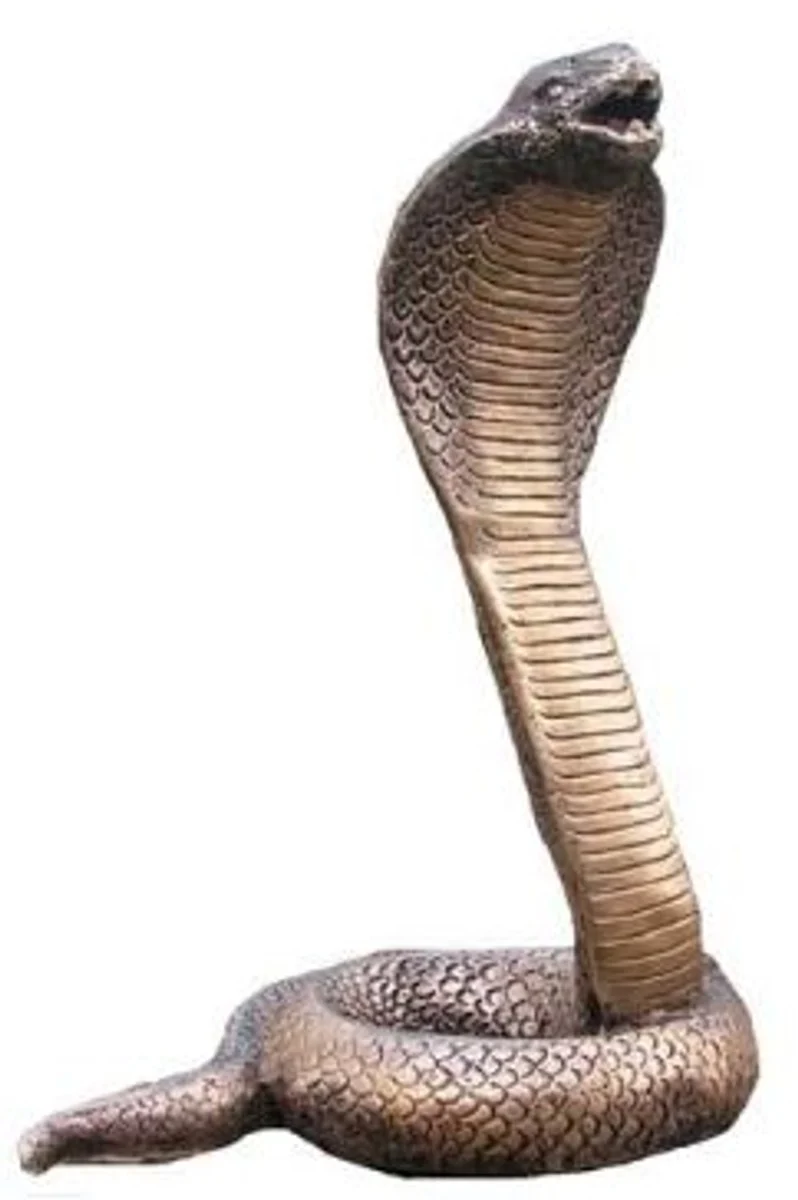 Casa Padrino Dekofigur Kobra Schlange Antik Gold H. 30 cm - Deko Skulptur - Wohnzimmer Deko - Schreibtisch Deko - Deko Accessoires