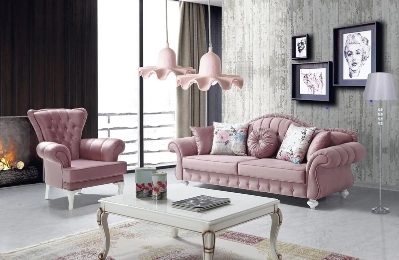 Casa Padrino Barock Sofa Rosa / Weiß 225 x 83 x H. 92 cm - Wohnzimmer Sofa im Barockstil - Barock Möbel
