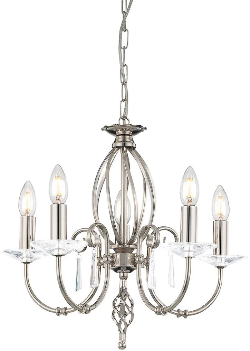 Casa Padrino Barock Kronleuchter Silber Ø 48 x H. 42 cm - Elegante Wohnzimmer Kronleuchter - Kronleuchter im Barockstil