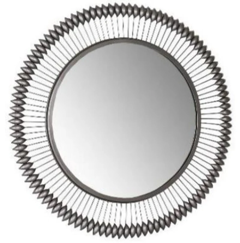 Casa Padrino Designer Spiegel Zinkfarben Ø 90 cm - Moderner pulverbeschichteter Metall Wandspiegel - Luxus Deko Accessoires