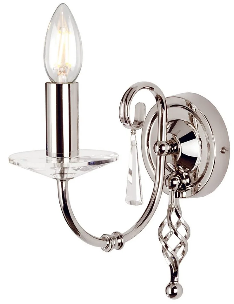 Casa Padrino Barock Wandleuchte Silber 10 x 21,5 x H. 22 cm - Elegante Wohnzimmer Wandlampe - Wandleuchten im Barockstil