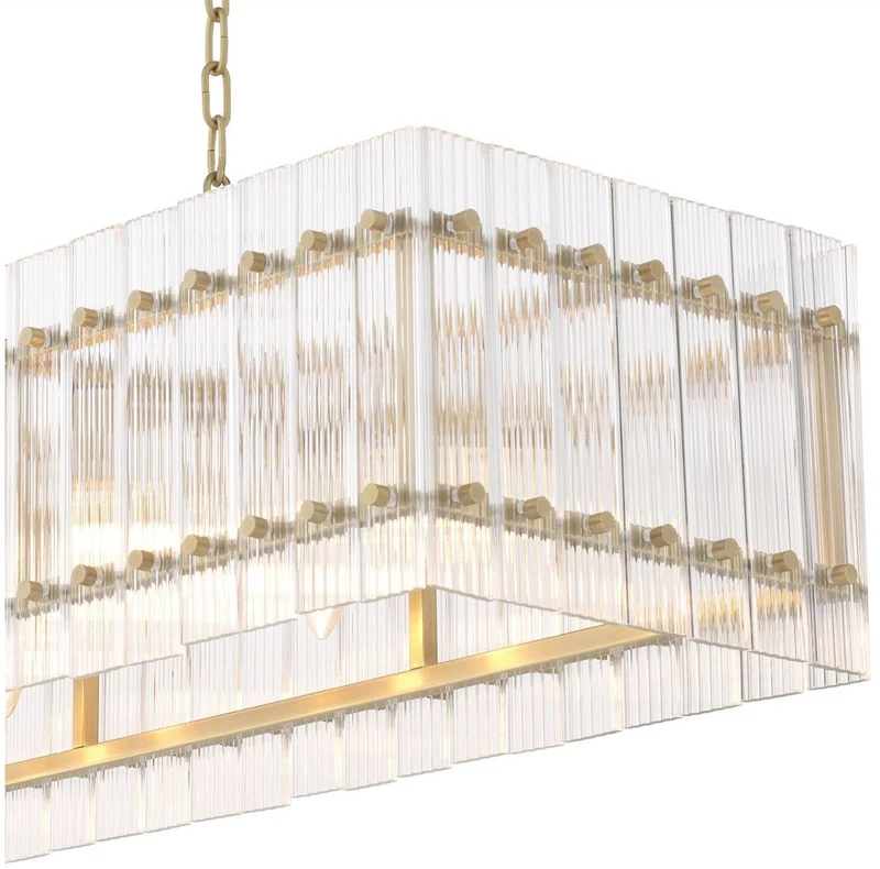 Casa Padrino Luxus Kronleuchter Antik Messingfarben 140,5 x 39 x H. 27 cm - Rechteckiger Hotel & Restaurant Kronleuchter - Luxus Kollektion