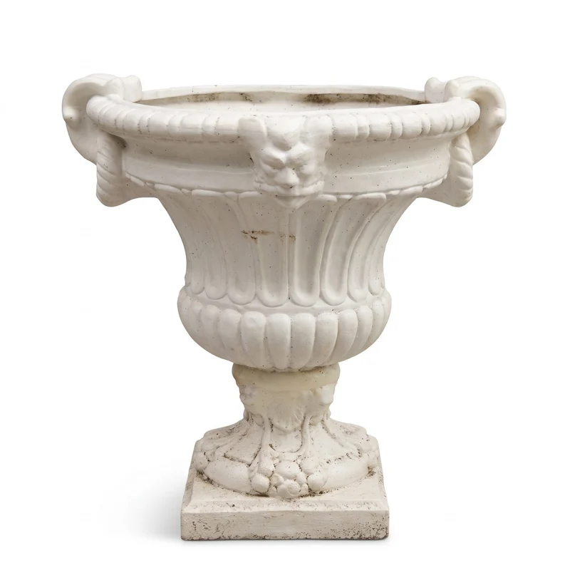 Casa Padrino Barock Blumentopf Ø 73 x H. 70 cm Weiß - Runder Prunkvoller Pflanzentopf im Barockstil - Blumenkübel - Pflanzkübel