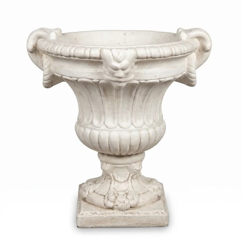 Casa Padrino Barock Blumentopf Ø 73 x H. 70 cm Weiß - Runder Prunkvoller Pflanzentopf im Barockstil - Blumenkübel - Pflanzkübel