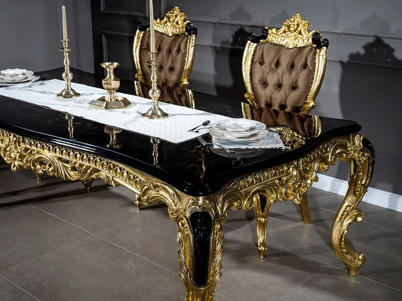 Casa Padrino Luxus Barock Esszimmer Stuhl Set Braun / Schwarz / Gold 60 x 65 x H. 120 cm - Küchen Stühle 6er Set im Barockstil - Barock Esszimmer Möbel