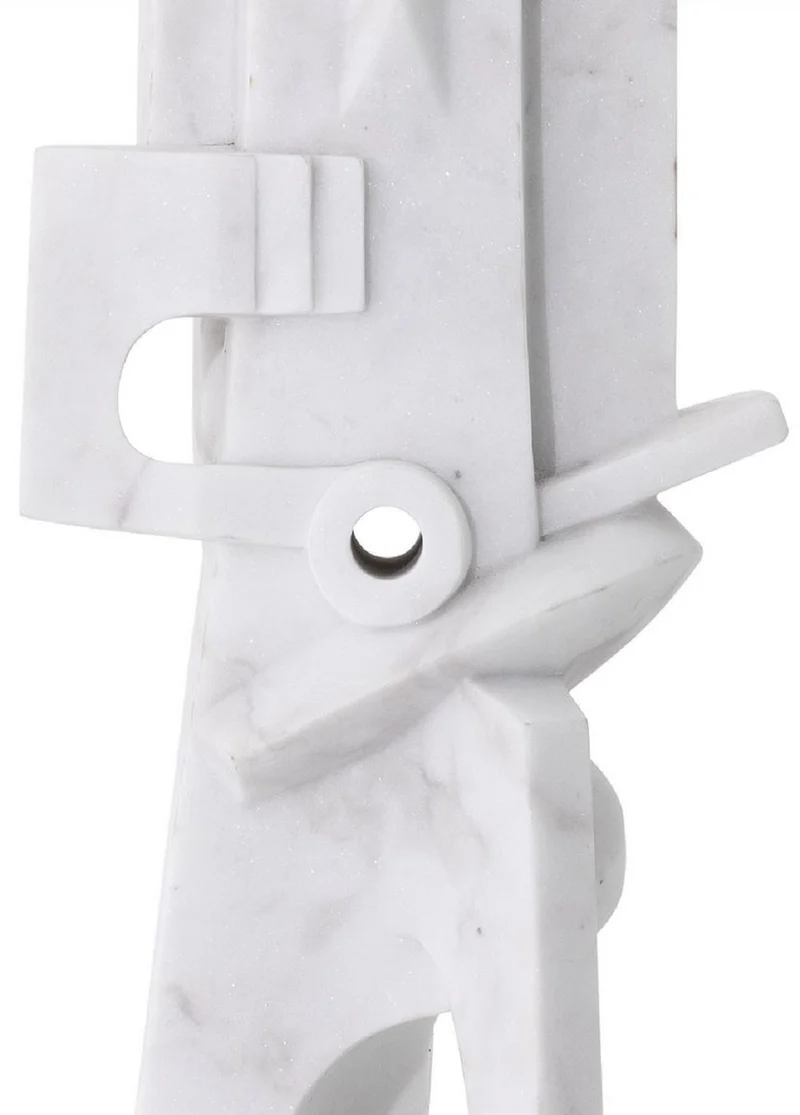 Casa Padrino Designer Marmor Skulptur Weiß 26 x 24 x H. 91 cm - Edle Dekofigur - Marmorfigur - Wohnzimmer Deko Accessoires