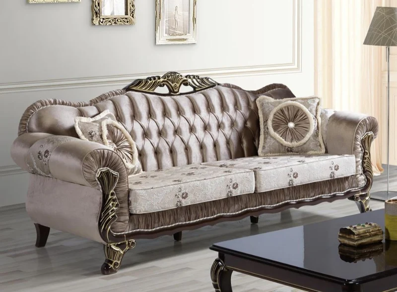 Casa Padrino Barock Wohnzimmer Set Braun / Beige / Schwarz / Gold - 2 Sofas & 2 Sessel & 1 Couchtisch - Wohnzimmer Möbel im Barockstil
