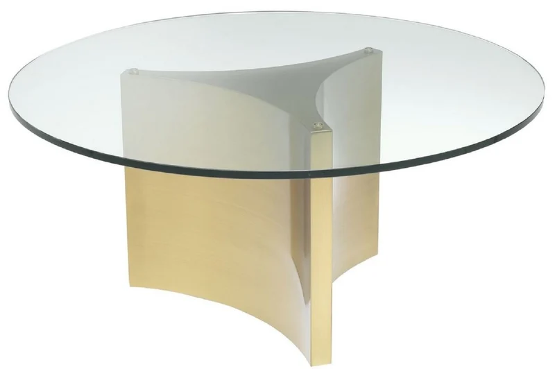 Casa Padrino Luxus Couchtisch Weiß / Antik Messingfarben Ø 104 x H. 46,5 cm - Runder Edelstahl Wohnzimmertisch mit Glasplatte und 3 eleganten Sitzhocker - Wohnzimmer Möbel - Luxus Möbel