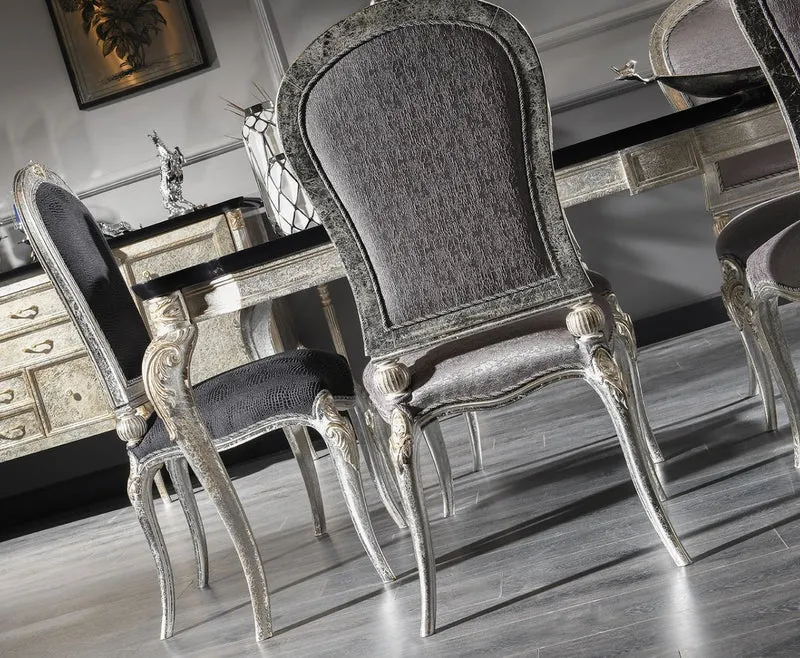 Casa Padrino Luxus Barock Esszimmer Set - 1 Esstisch & 6 Esszimmerstühle - Esszimmermöbel im Barockstil - Luxus Qualität - Edel & Prunkvoll