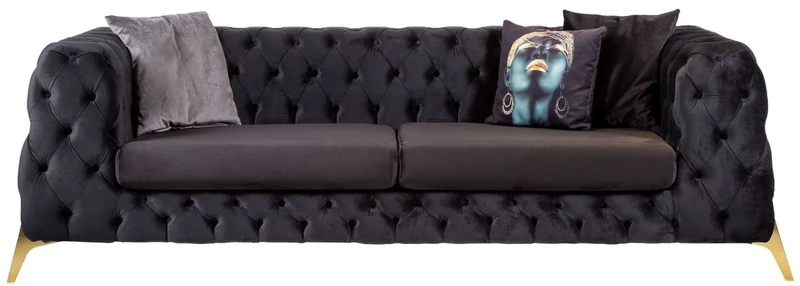 Casa Padrino Luxus Chesterfield Samt Sofa Lila / Messing 240 x 95 x H. 81 cm - Modernes Wohnzimmer Sofa - Chesterfield Möbel