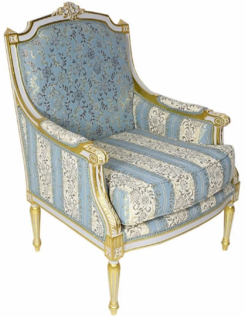 Casa Padrino Barock Lounge Thron Sessel mit elegantem Muster Türkis / Creme / Weiß / Gold 70 x 70 x H. 100 cm - Barock Möbel