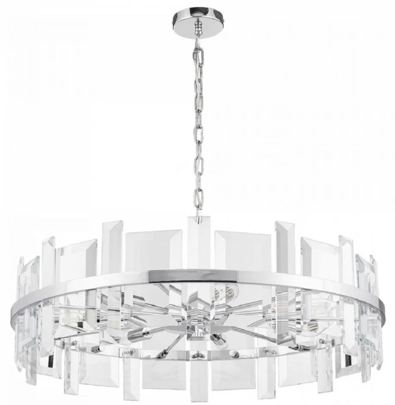 Casa Padrino Hängeleuchte Silber Ø 80 cm - Moderne runde Hängelampe mit Metallrahmen und Glasplatten - Designer Leuchten