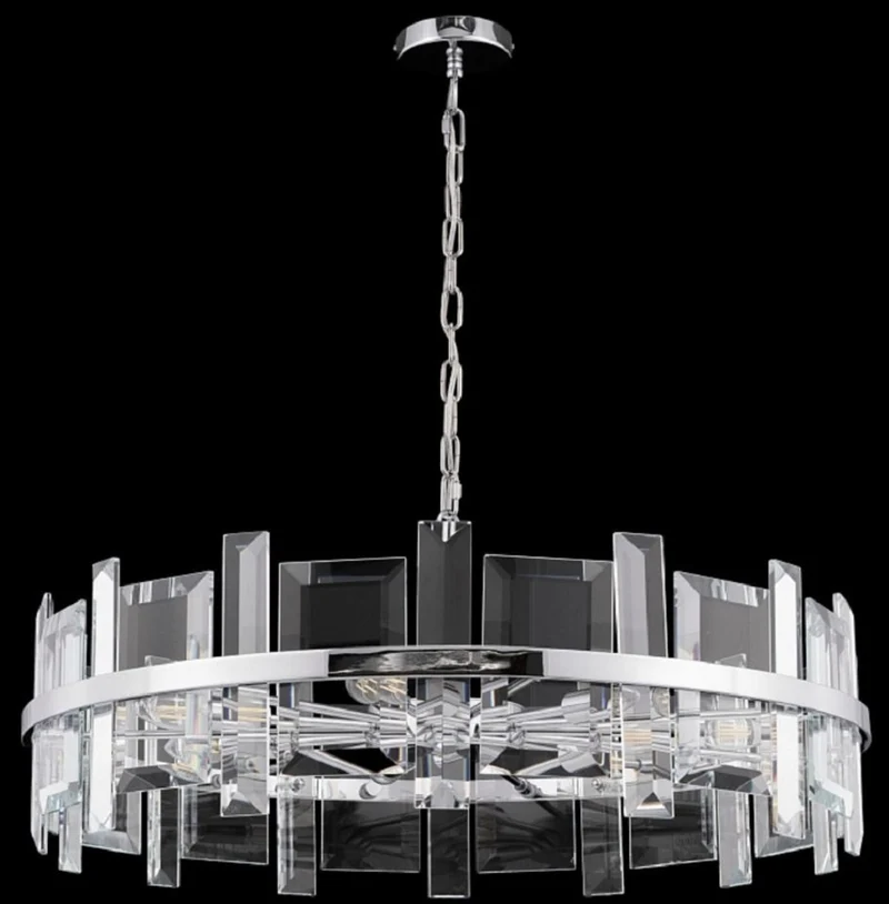 Casa Padrino Hängeleuchte Silber Ø 80 cm - Moderne runde Hängelampe mit Metallrahmen und Glasplatten - Designer Leuchten
